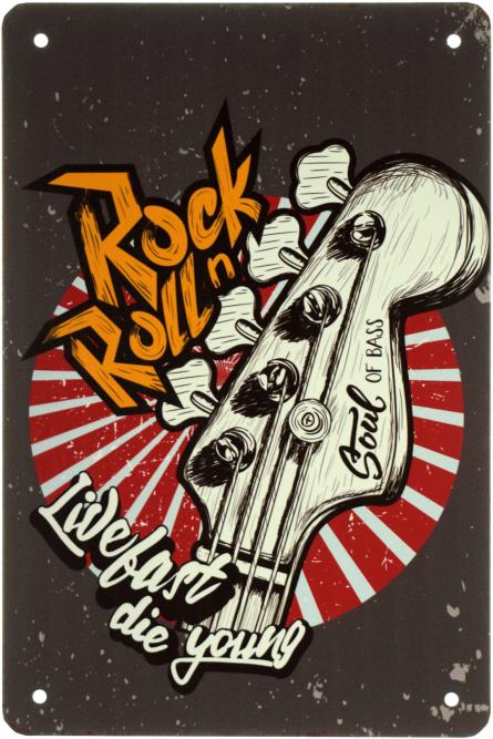 Рок-н-Ролл (Живи Швидко, Помри Молодим) / Rock'n'Roll (Live Fast Die Young) (ms-003091) Металева табличка - 20x30см