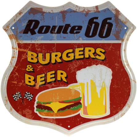 Route 66 (Бургеры И Пиво) (ms-001322) Металлическая табличка - 30x30см