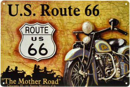 Route 66 (Chicago, IL To Santa Monica, CA) (ms-003179) Металева табличка - 20x30см