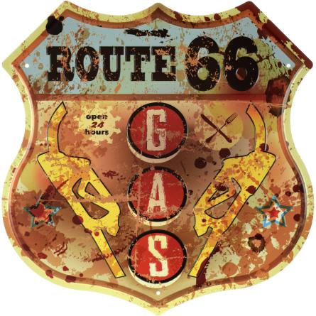Route 66 (Gas) (ms-001587) Металева табличка - 30x30см