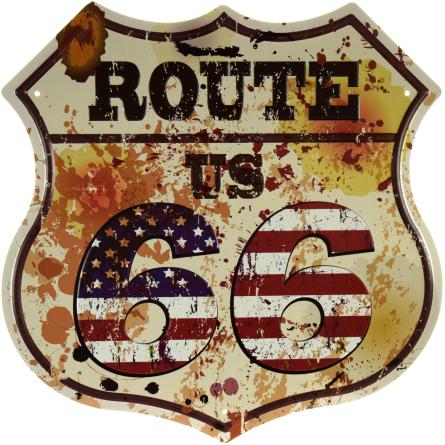 Route US 66 (Декоративна Іржа) (ms-001326) Металева табличка - 30x30см