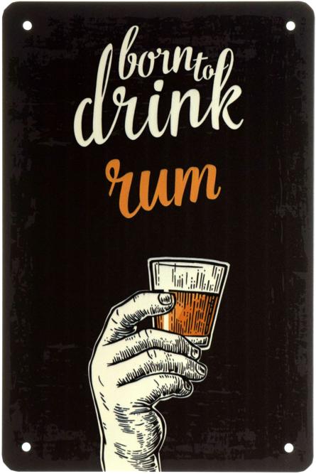 Рожденный Пить Ром / Born To Drink Rum (ms-003019) Металлическая табличка - 20x30см