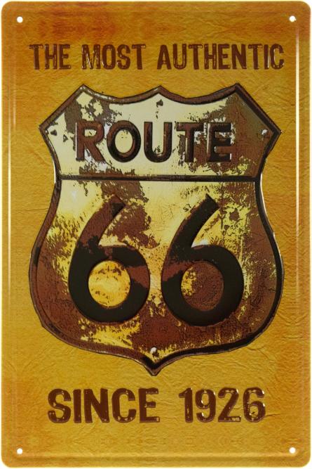 Самому Аутентичному Маршруту В Мире С 1926 (Route 66) (ms-002351) Металлическая табличка - 20x30см