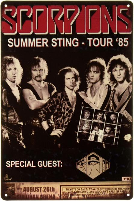 Scorpions (Summer Sting - Tour 1985) (ms-002214) Металлическая табличка - 20x30см