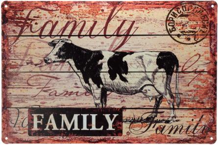 Сім'я / Family (Cow) (ms-00582) Металева табличка - 20x30см