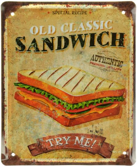 Сэндвич / Sandwich (Try Me!) (ms-001057) Металлическая табличка - 18x22см