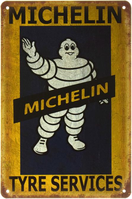 Сервис Шин Мишлен / Michelin Tyre Services (ms-002165) Металлическая табличка - 20x30см