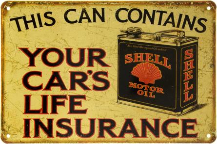 Shell (Может Содержать Страховку Жизни Вашего Автомобиля) (ms-002463) Металлическая табличка - 20x30см