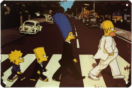 Симпсоны (Эбби-Роуд) / The Simpson’s (Abbey Road) (ms-001270) Металлическая табличка - 20x30см