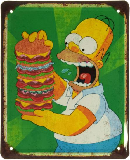Симпсоны (Гамбургер Гомера) (ms-002835) Металлическая табличка - 18x22см