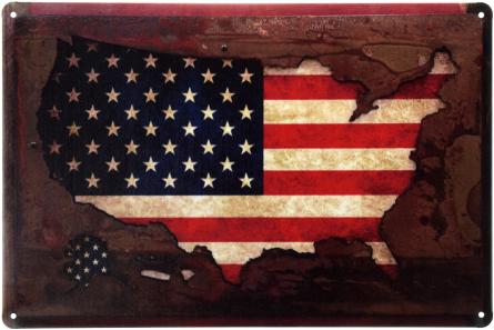 Соединённые Штаты Америки (Флаг) (ms-00550) Металлическая табличка - 20x30см