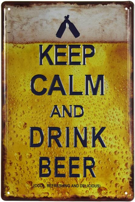 Сохраняй Спокойствие И Пей Пиво / Keep Calm And Drink Beer (ms-001317) Металлическая табличка - 20x30см