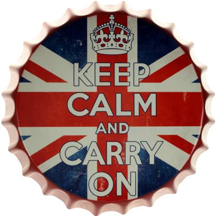 Сохраняй Спокойствие И Продолжай / Keep Calm And Carry On (Union Jack) (ms-001698) Металлическая табличка - 35см (кришка)