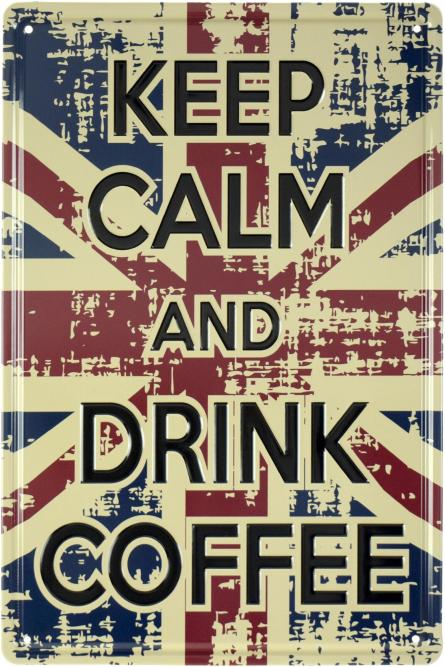 Зберігайте Спокій І Пийте Каву (Британський Прапор) / Keep Calm And Drink Coffee (ms-001547) Металева табличка - 20x30см