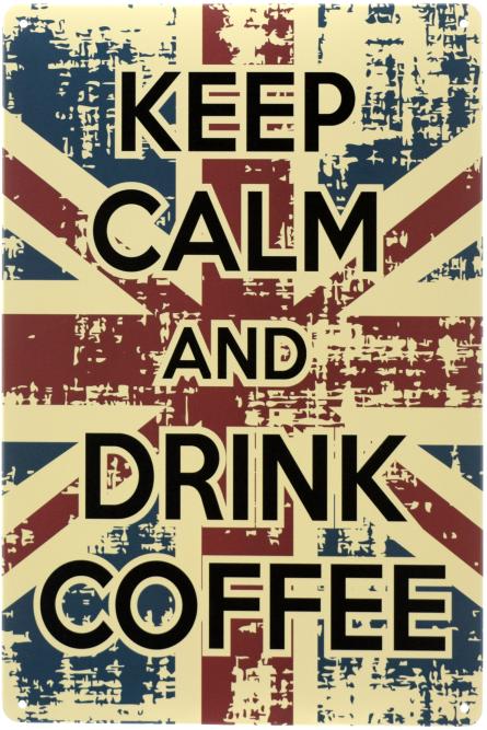 Зберігайте Спокій І Пийте Каву (Британський Прапор) / Keep Calm And Drink Coffee (ms-00358) Металева табличка - 20x30см