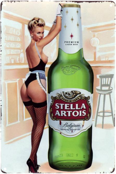 Stella Artois (Pin Up) (ms-00735) Металева табличка - 20x30см