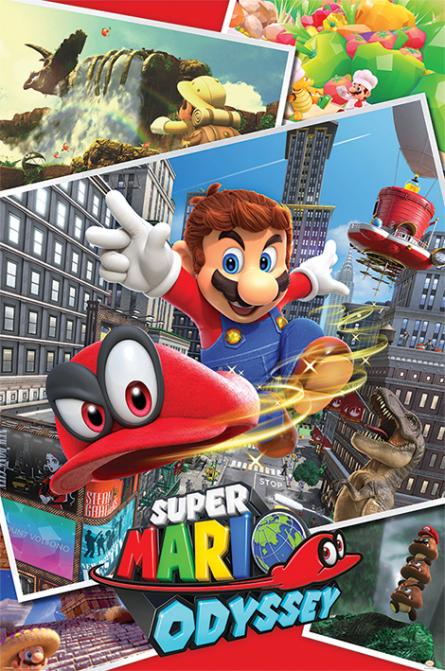 Супер Маріо (Колаж) / Super Mario Odyssey (Collage) (ps-00236) Постер/Плакат - Стандартний (61x91.5см)