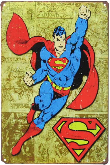 Супермен (Комикс) (ms-00505) Металлическая табличка - 20x30см