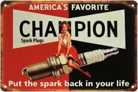 Свічки Запалювання Champion (Pin Up) (ms-001986) Металева табличка - 20x30см