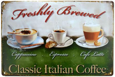 Свіжоприготовлений! / Freshly Brewed! (Coffee) (ms-00414) Металева табличка - 20x30см