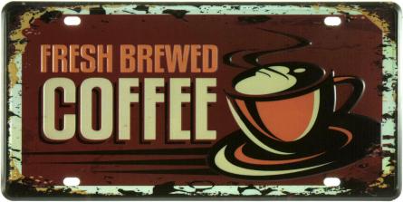 Свіжозварена Кава / Fresh Brewed Coffee (Red) (ms-001881) Металева табличка - 15x30см