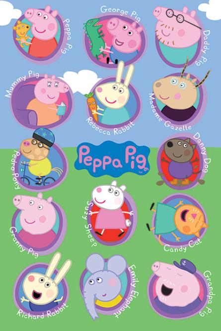 Свинка Пеппа / Peppa Pig (Multi Characters) (ps-00161) Постер/Плакат - Стандартный (61x91.5см)