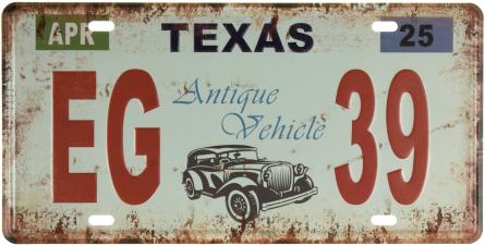 Техас / Texas EG 39 (ms-001087) Металева табличка - 15x30см