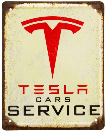 Tesla Cars Service (ms-002045) Металлическая табличка - 18x22см