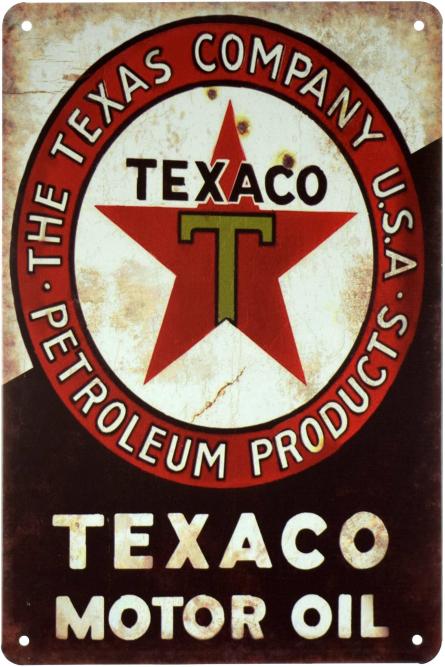 Texaco Motor Oil (The Texas Company U.S.A. Petroleum Products) (ms-001675) Металева табличка - 20x30см