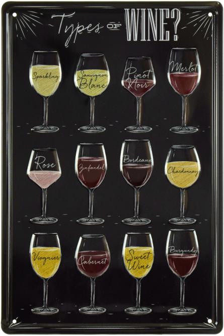 Типы Вина / Types Of Wine (ms-001318) Металлическая табличка - 20x30см