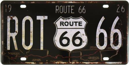 Трасса 66 / Route 66 (ROT 66) (ms-001105) Металлическая табличка - 15x30см
