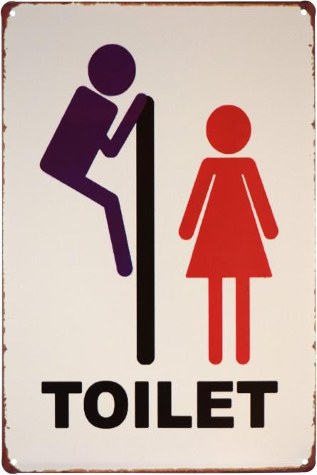 Туалет (Силуэты) / Toilet (ms-001249) Металлическая табличка - 20x30см