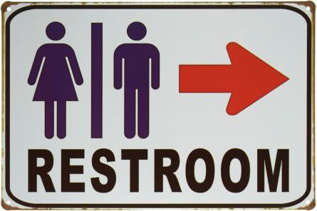 Туалет (Стрелка На Право) / Restroom (ms-001910) Металлическая табличка - 20x30см