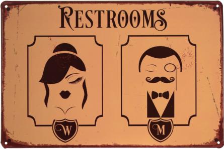 Вбиральні / Restrooms (ms-001304) Металева табличка - 20x30см