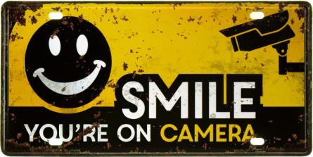 Улыбнись В Камеру / Smile You'Re On Camera (ms-002512) Металлическая табличка - 15x30см