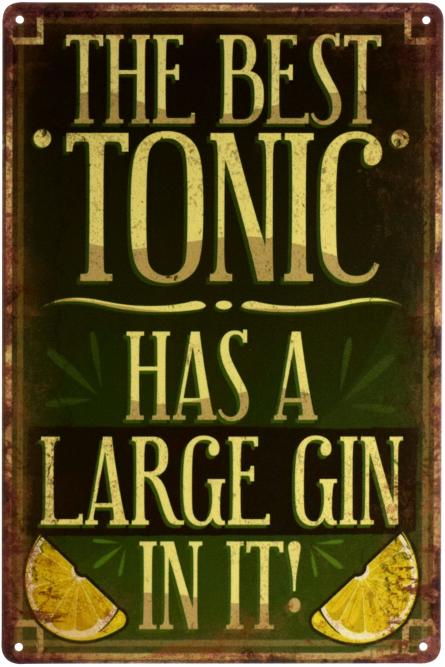 У Самому Кращому Тоніку Багато Джина! / The Best Tonic Has A Large Gin In It! (ms-003062) Металева табличка - 20x30см