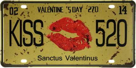 Valentine's Day Kiss 520 (ms-002959) Металлическая табличка - 15x30см