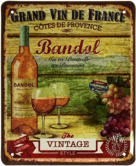Чудове Вино Франції (Сторони Провансу) / Grand Vin De France (Côtés De Provence) (ms-002832) Металева табличка - 18x22см