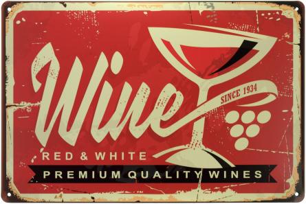 Вино (Красное И Белое) / Wine (ms-00725) Металлическая табличка - 20x30см