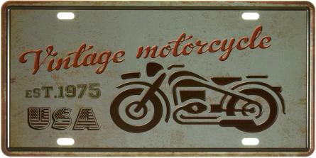 Vintage Motorcycle Est. 1975 USA (ms-002952) Металлическая табличка - 15x30см