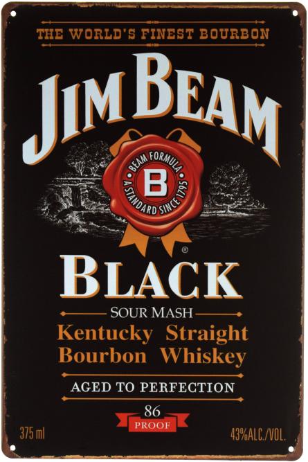 Виски Jim Beam Black (ms-00451) Металлическая табличка - 20x30см