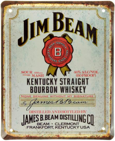 Віскі Jim Beam White Bourbon (ms-001064) Металева табличка - 18x22см