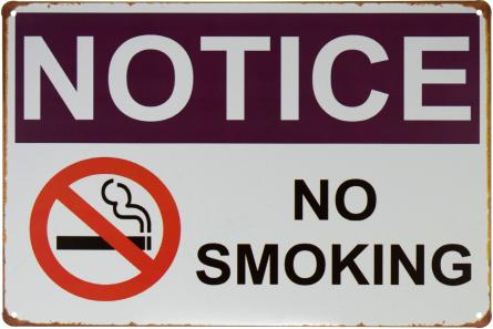Внимание! Курение Запрещено / Notice! No Smoking (ms-001266) Металлическая табличка - 20x30см