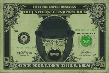 Во Все Тяжкие (Доллар Гейзенберга) / Breaking Bad (Heisenberg Dollar) (ps-00769) Постер/Плакат - Стандартный (61x91.5см)