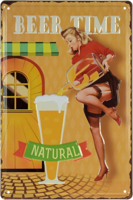 Час Пива (Натуральне) / Beer Time (Natural) (ms-001829) Металева табличка - 20x30см