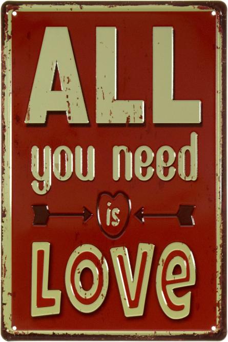 Все, Що Тобі Потрібно - Це Любов / All You Need Is Love (ms-002353) Металева табличка - 20x30см