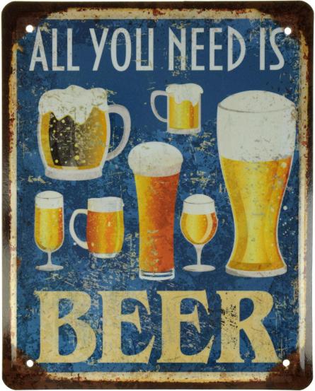 Все, Что Вам Нужно, Это Пиво / All You Need Is Beer (ms-001568) Металлическая табличка - 18x22см
