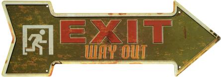 Выход / Exit (Way Out) (ms-001335) Металлическая табличка - 16x45см