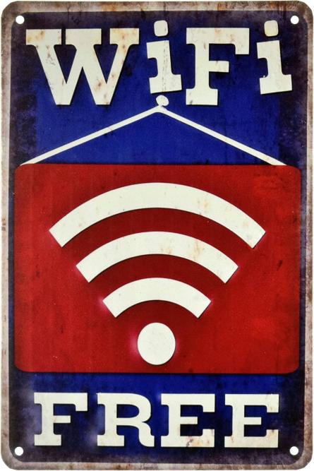 Wi-Fi Free (ms-002756) Металлическая табличка - 20x30см