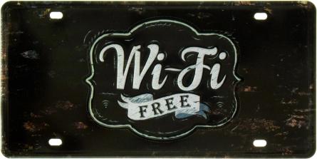 Wi-Fi Free (Темний Фон) (ms-002507) Металева табличка - 15x30см